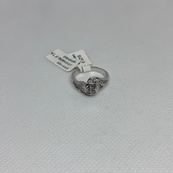 Simulated Diamond Ring with silvertone(NWT)J-60 - Picture 3 of 6